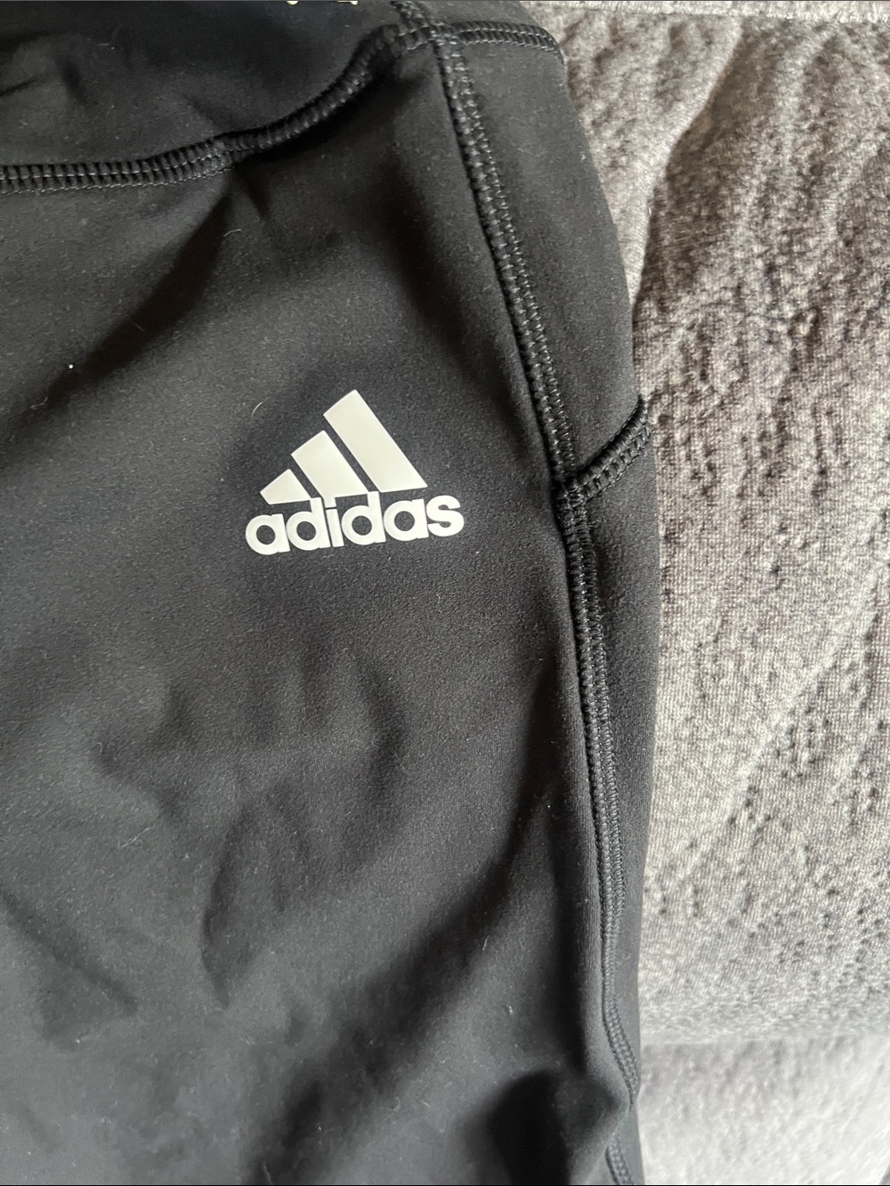 Adidas Women’s Black Athletic Leggings with Yellow SLC Volleyball Logo - Picture 4 of 5